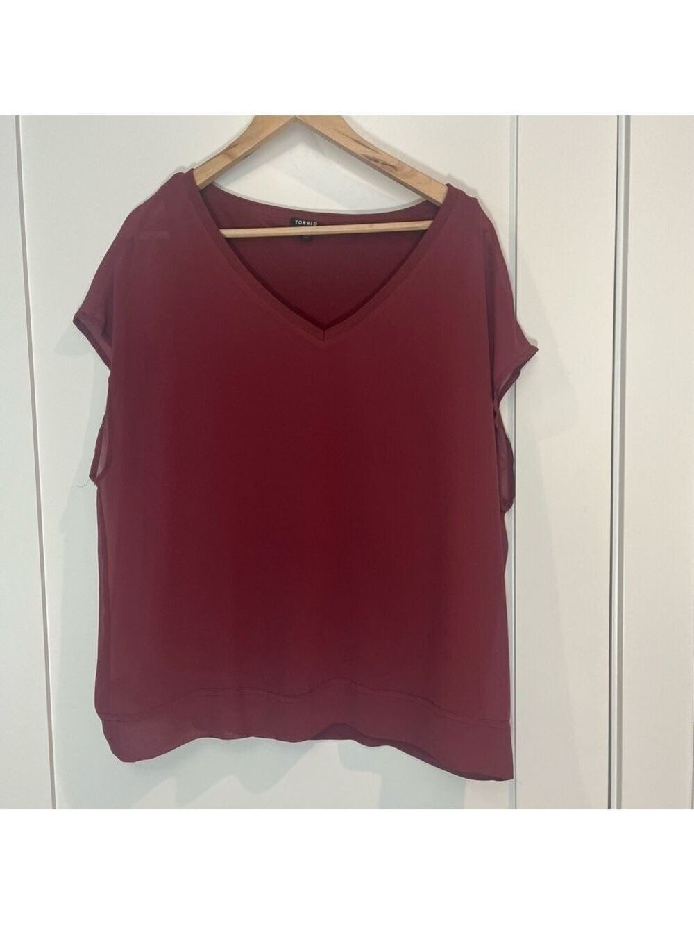 Women's Burgundy V-Neck Top